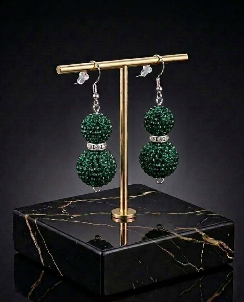 Emerald Rhinestone Earrings (#G5)
