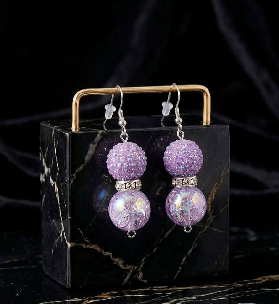 Purple Rain Drop Earrings (#B1)