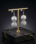 Silver Sparkle Ball Earrings (#E5)