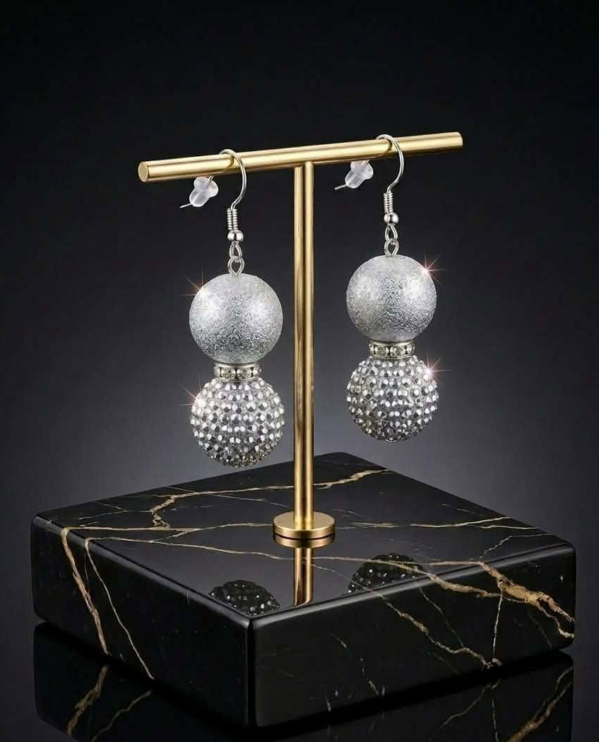 Silver Sparkle Ball Earrings (#E5)