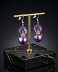 Glass Purple Drop Earrings (#D3)