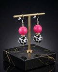 Pink Cow Print Earrings (#E3)