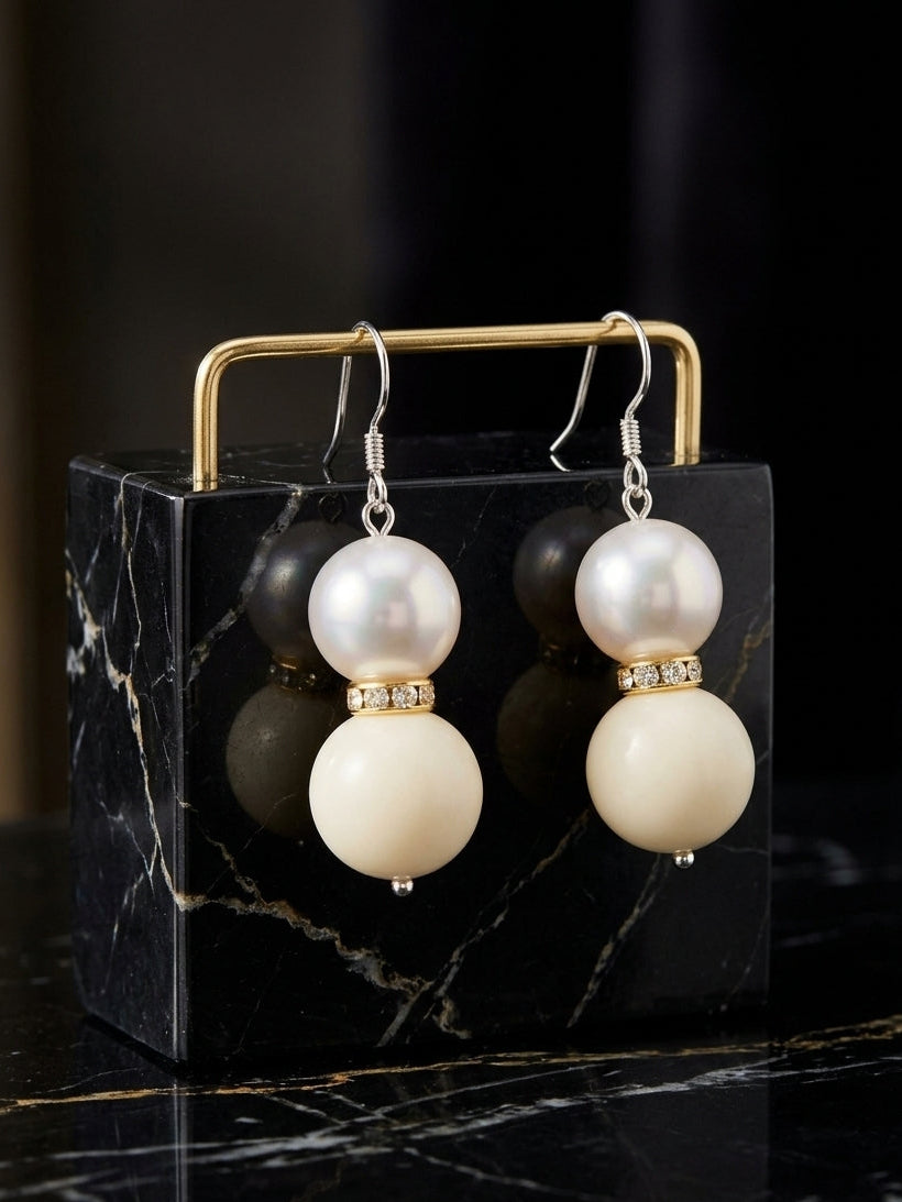 Pearly Ivory Drop Earrings (#A3)