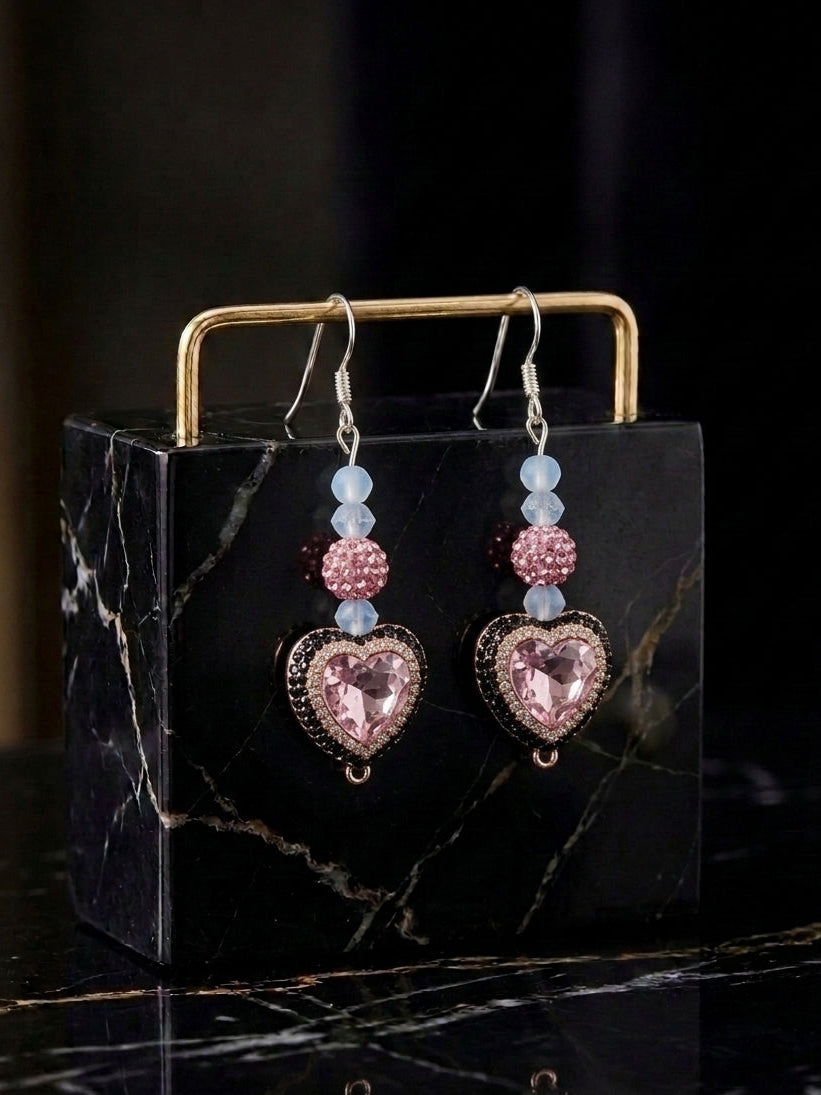 Blushful Pink Heart Earrings (#A6)
