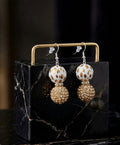 Gold Cow Ball Drop Earrings (#C6)